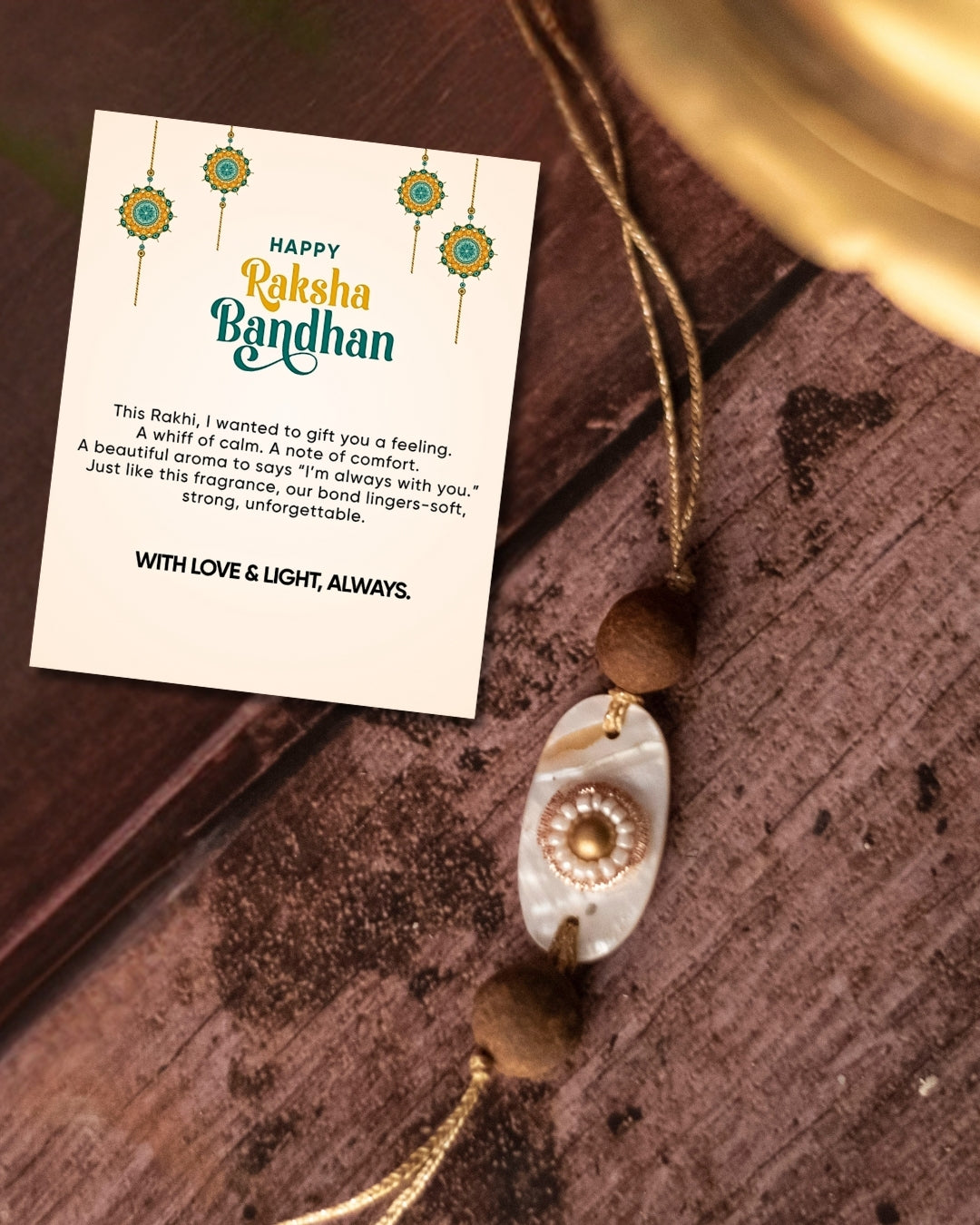 Rakhi Fragranced Chakaliya + Greeting Card - Twin Flames India