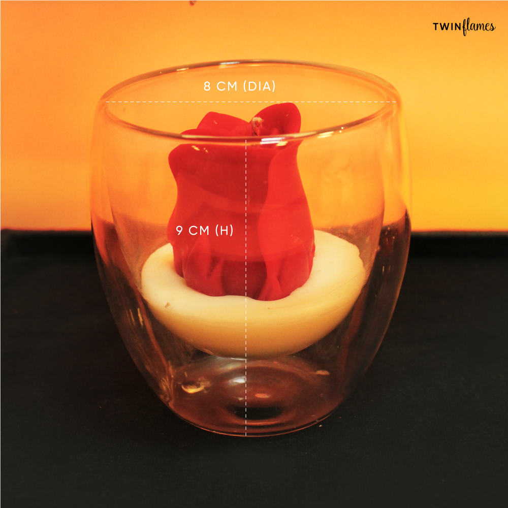 Rose Luxury Glass Candle | Soy Scented Twin Flames India