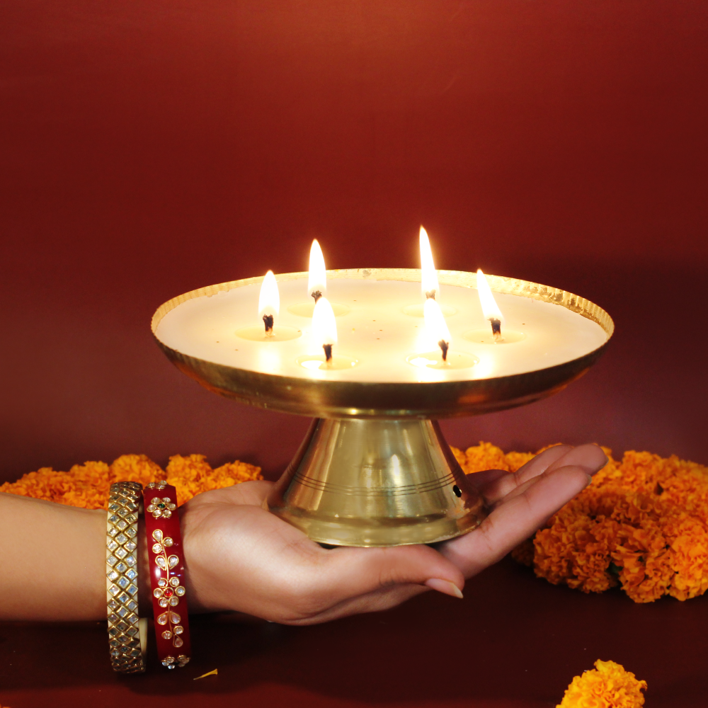 Brass Urli Soy Candle- Scented Twin Flames India