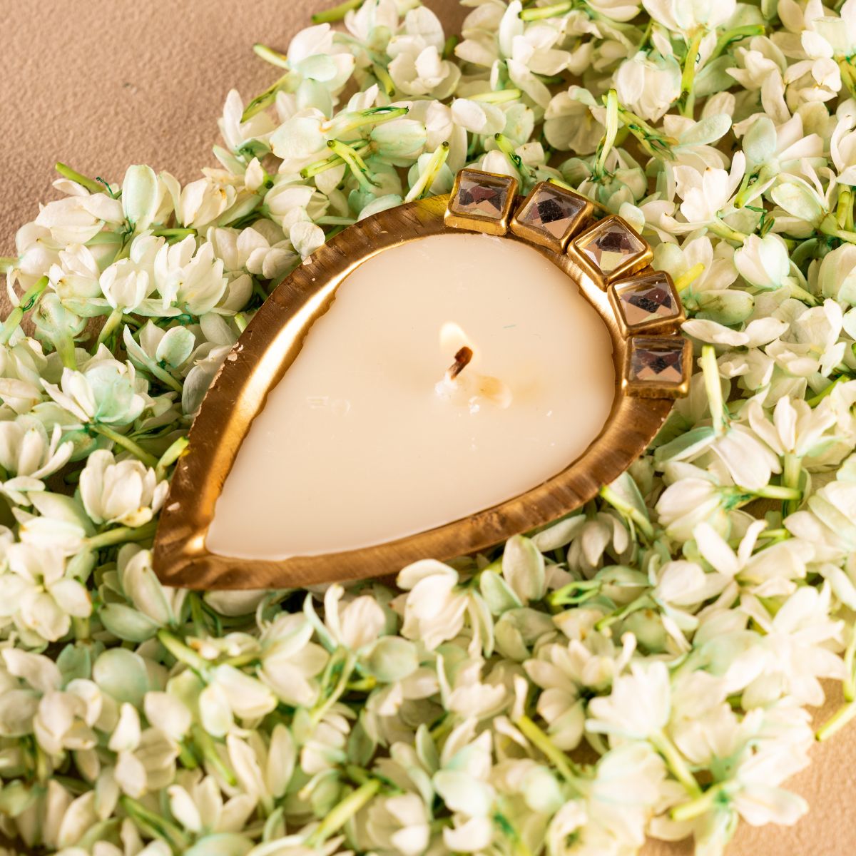 Brass Diya (Box of 6)- Scented (Big) Twin Flames India