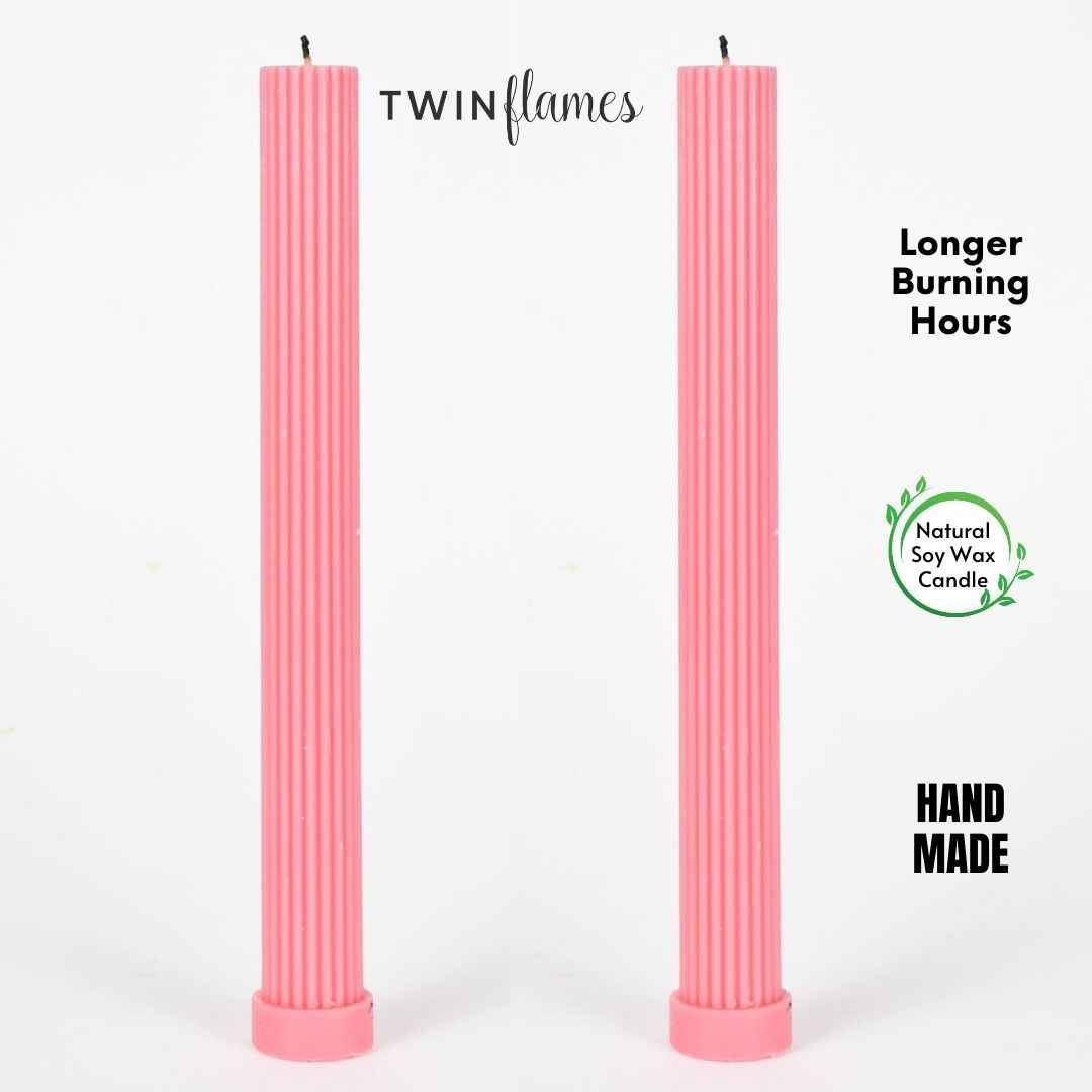 Grey Ribbed Designer Candle (Set of 2)