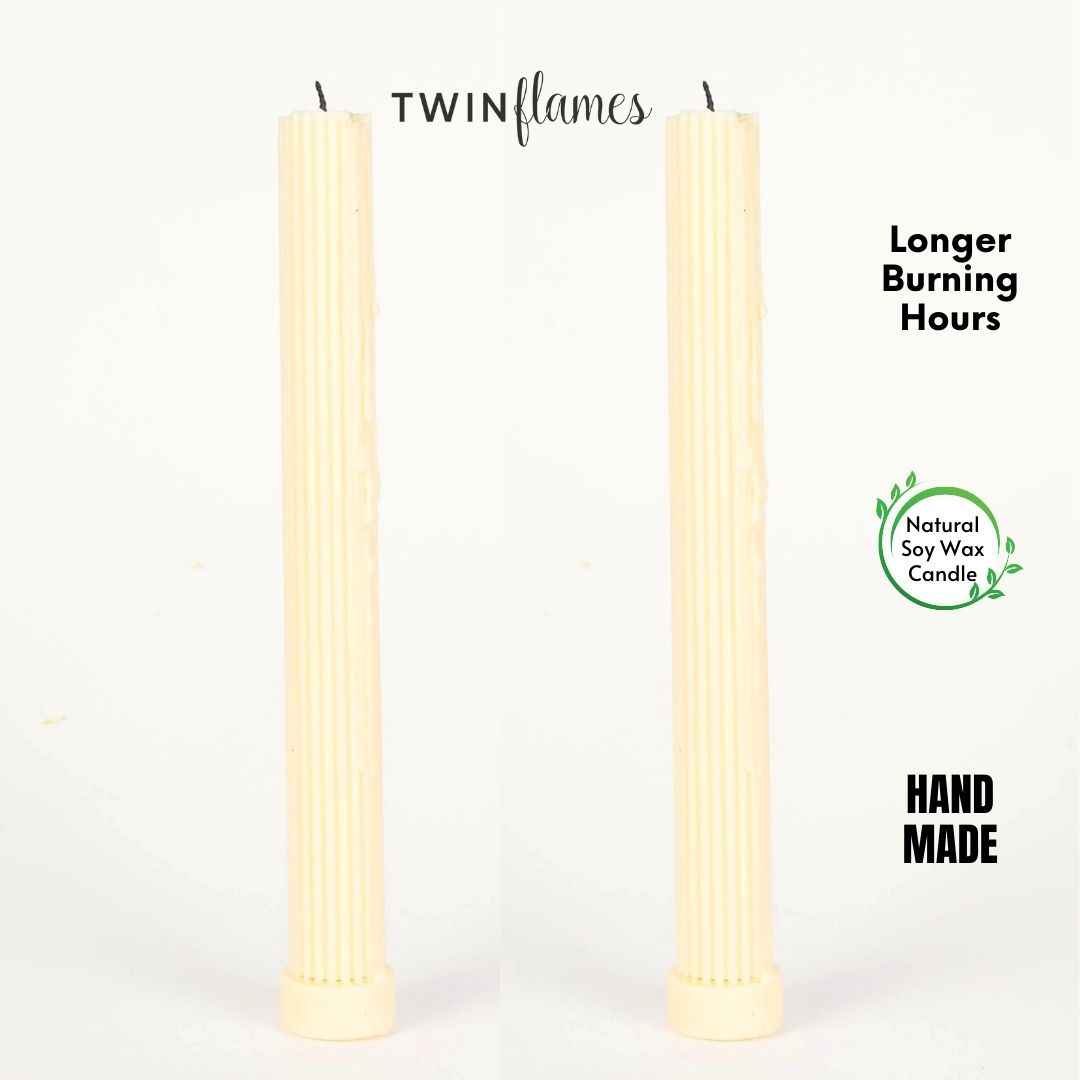 Grey Ribbed Designer Candle (Set of 2)