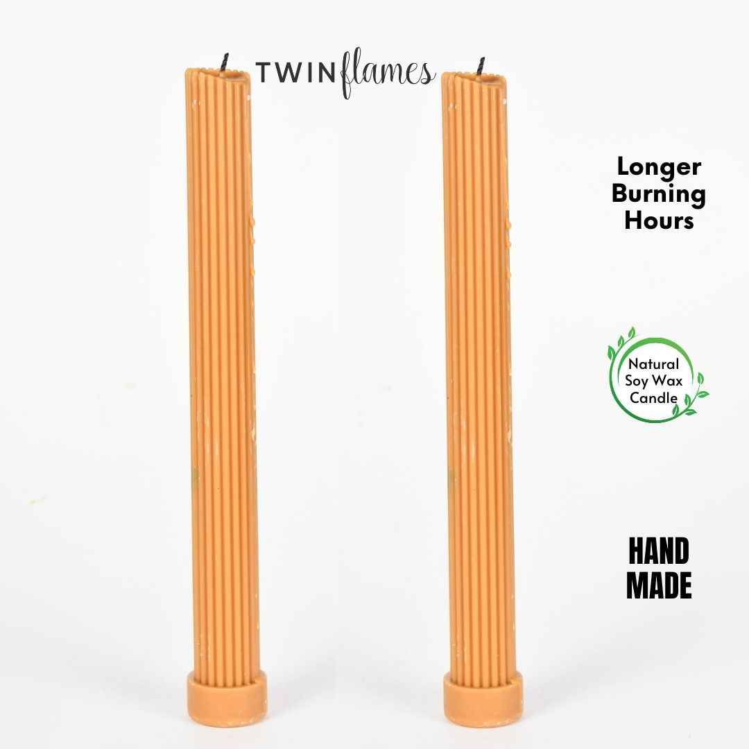 Grey Ribbed Designer Candle (Set of 2)