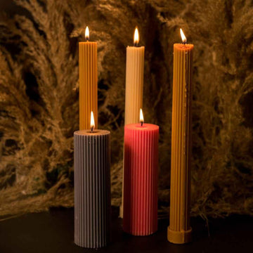 Brown Ribbed Designer Candle (Set of 2)