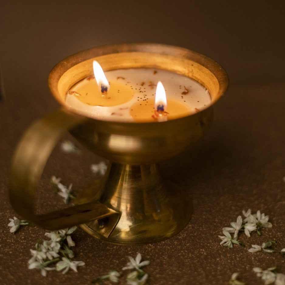 Brass Dhuni Soy Candle- Scented Twin Flames India