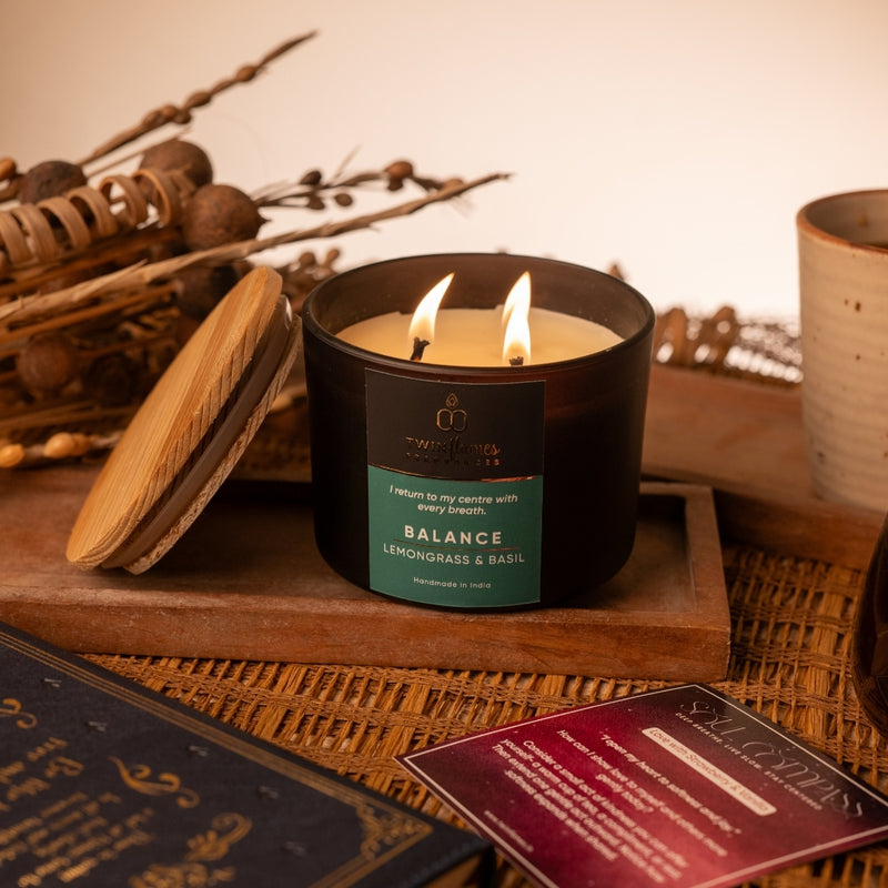 Balance – Lemongrass & Basil Scented Affirmation Candle