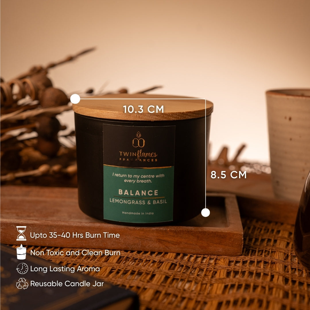 Balance – Lemongrass & Basil Scented Affirmation Candle