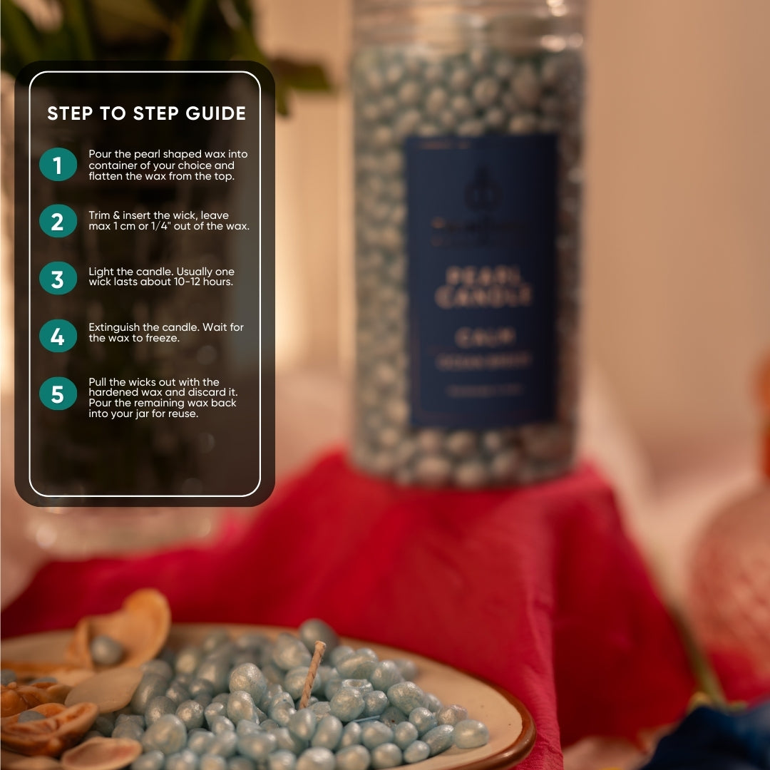 Pearl (Moti) Candle  Jar – Ocean Breeze Scented