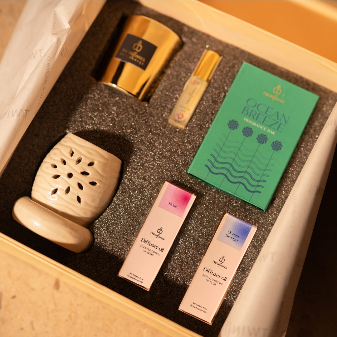 The Romance Box– Fragrance Bar,  Ceramic Diffuser, Diffuser Oils, Candle & Mini Aroma Mist