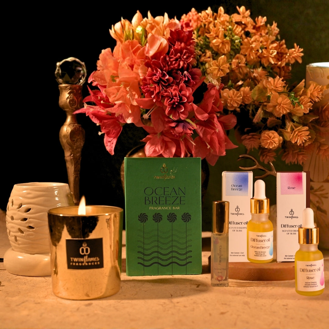 The Romance Box– Fragrance Bar,  Ceramic Diffuser, Diffuser Oils, Candle & Mini Aroma Mist