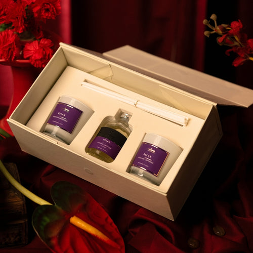 Nivara: Kashmiri Lavender – 50ml Reed Diffuser & Dual Shot Glass Candles