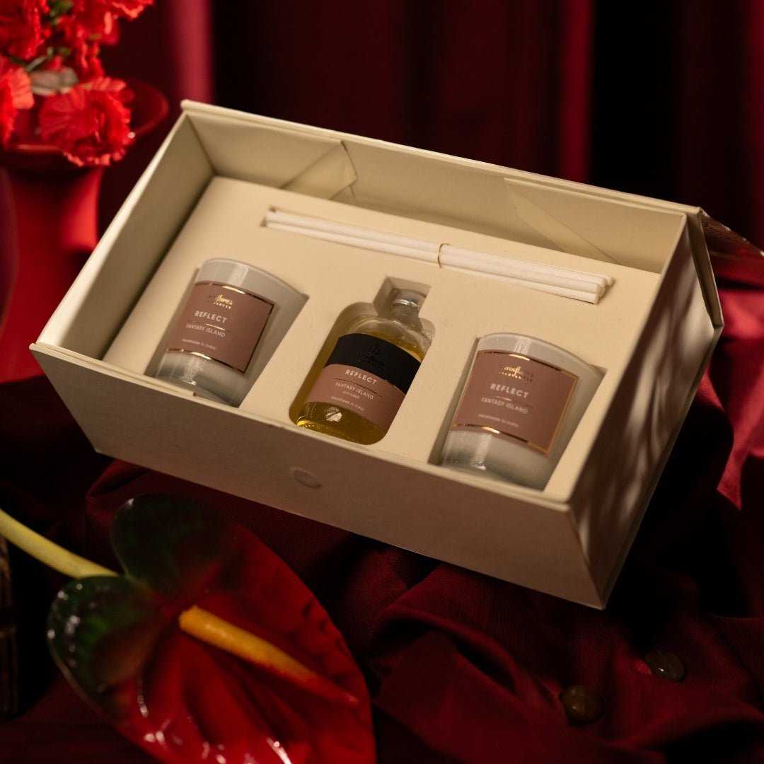 Nivara: Fantasy Island – Reed Diffuser & Dual Shot Glass Candles