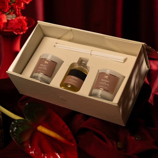Nivara Box: Fantasy Island – 50ml Reed Diffuser & Dual Shot Glass Candles