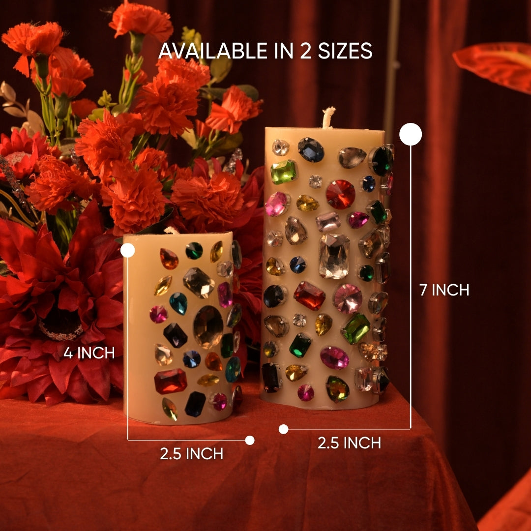 Navratna Pillar Candle – Crystal Inspired Candles