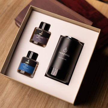 Electric Aroma Diffuser for Car & Home with Two Premium Fragrance Oils | Cordless-Style USB Operation | Intensity Control | Ambient LED Light