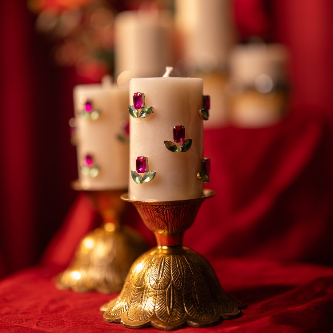 Tulip Pillar Candle Set – 2 Pcs Collection