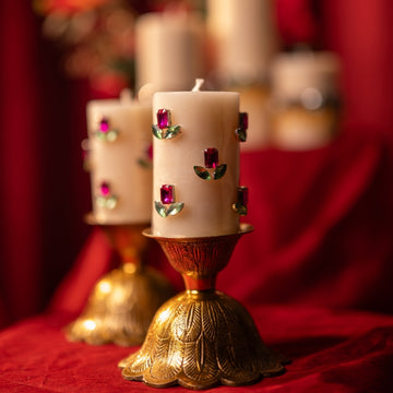 Tulip Pillar Candle Set – 2 Pcs Collection