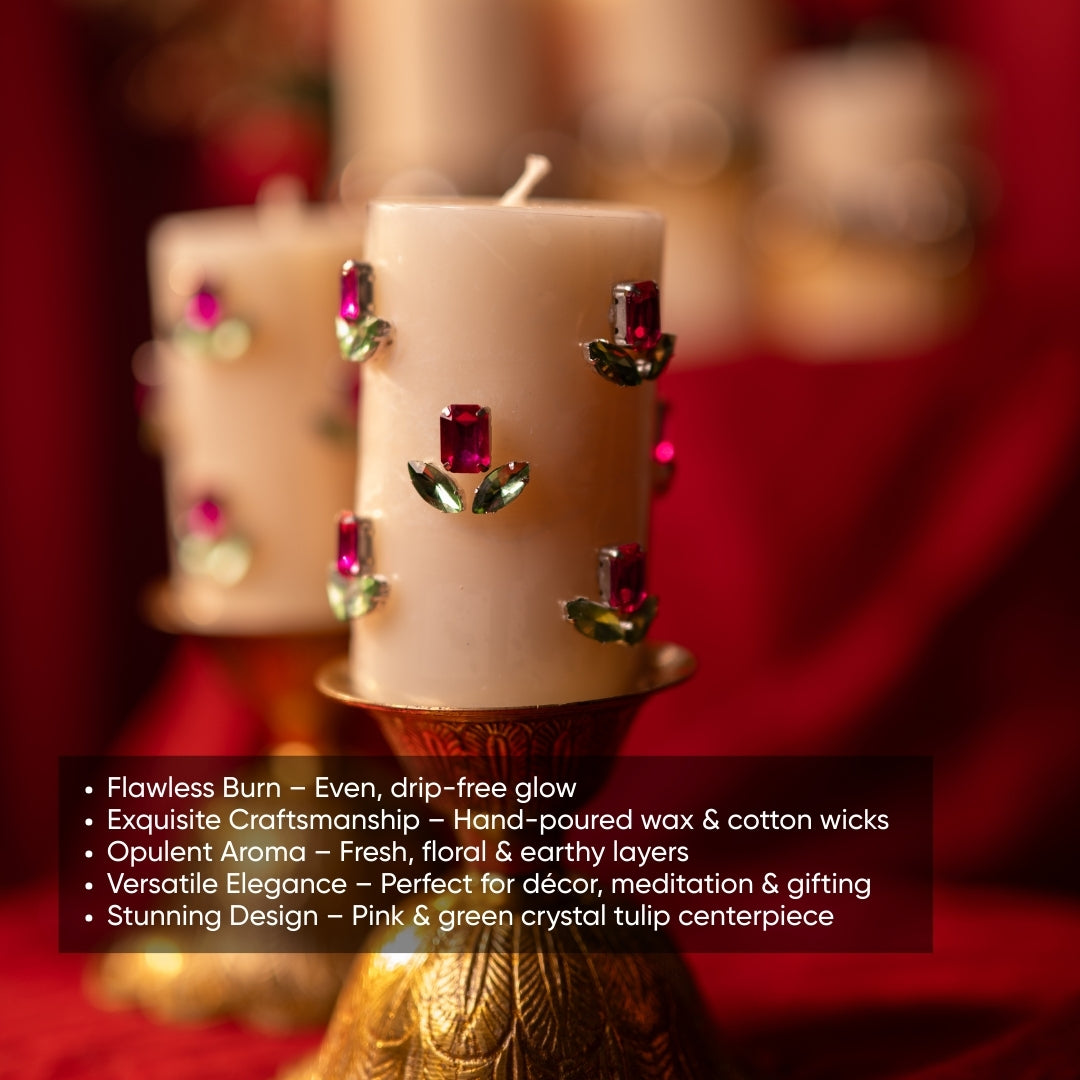 Tulip Pillar Candle Set – 2 Pcs Collection