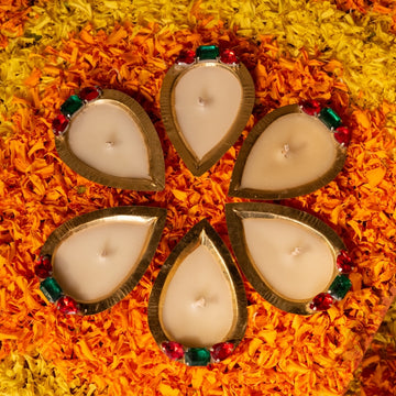 Festive Glow Diya Set - 6 Handcrafted Pieces in Vibrant Colors