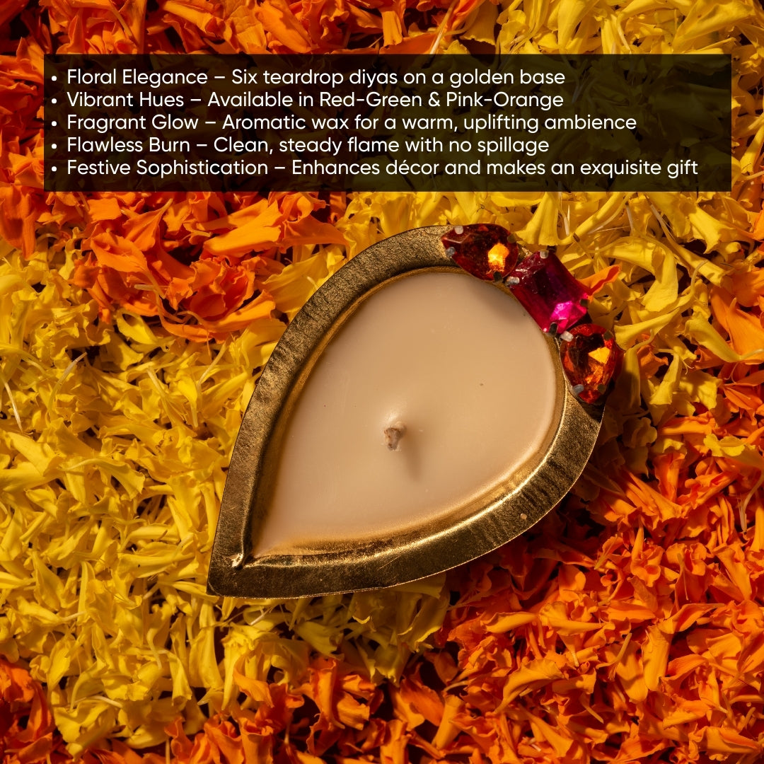 Festive Glow Diya Set - 6 Handcrafted Pieces in Vibrant Colors