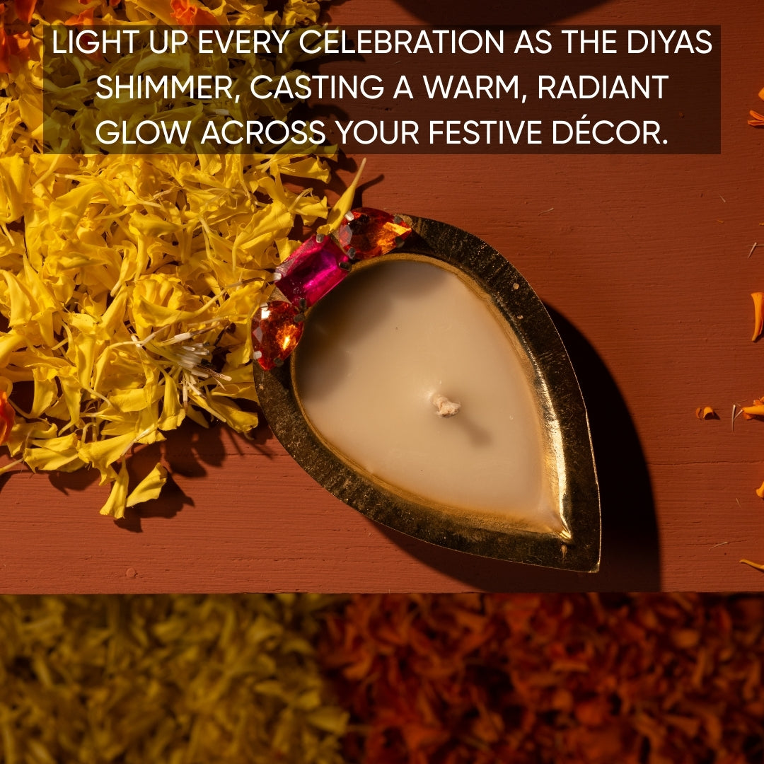 Festive Glow Diya Set - 6 Handcrafted Pieces in Vibrant Colors