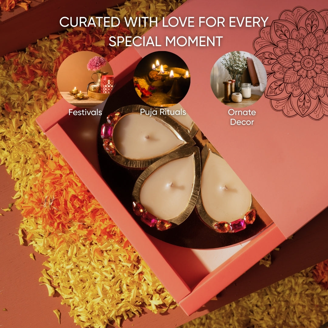 Festive Glow Diya Set - 6 Handcrafted Pieces in Vibrant Colors