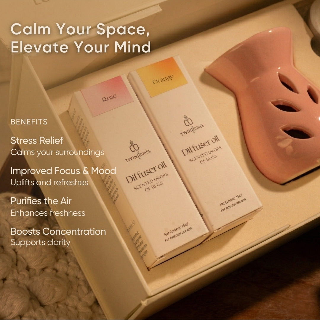 Sukoon Gift Box - Tea Light Diffuser with Premium Oils and Tea Light Candles