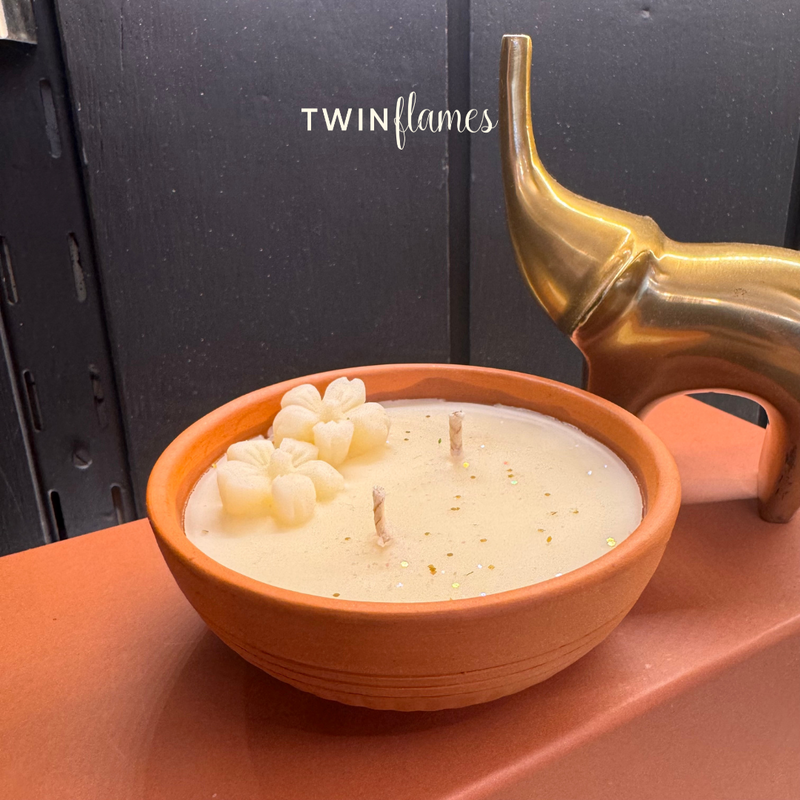 Earthen Candle (Scented) Twin Flames India