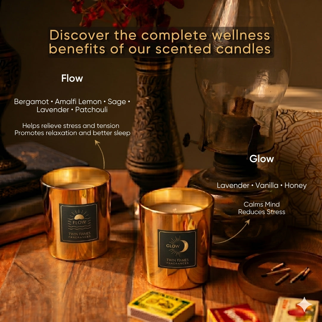 Roshni Gift Box (Flow Edition) - Fragrance Bar & Metallic Gold Soy Wax Jar Candle