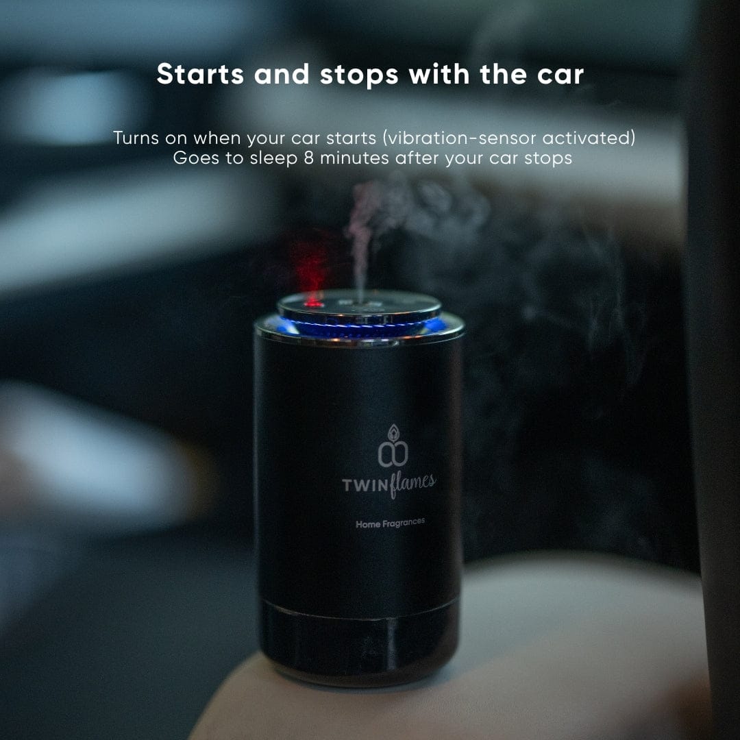 Electric Aroma Diffuser for Car & Home with Two Premium Fragrance Oils | Cordless-Style USB Operation | Intensity Control | Ambient LED Light