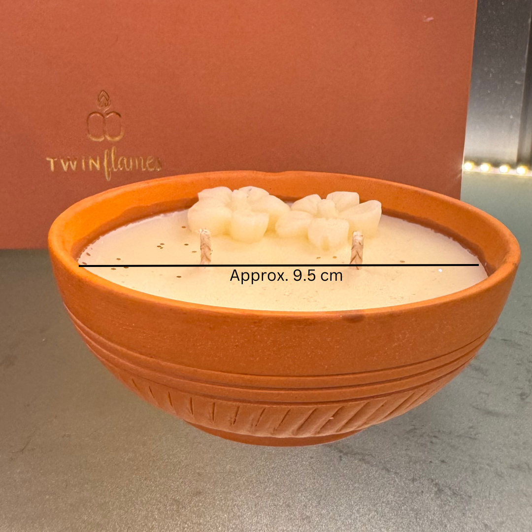 Earthen Candle (Scented) Twin Flames India