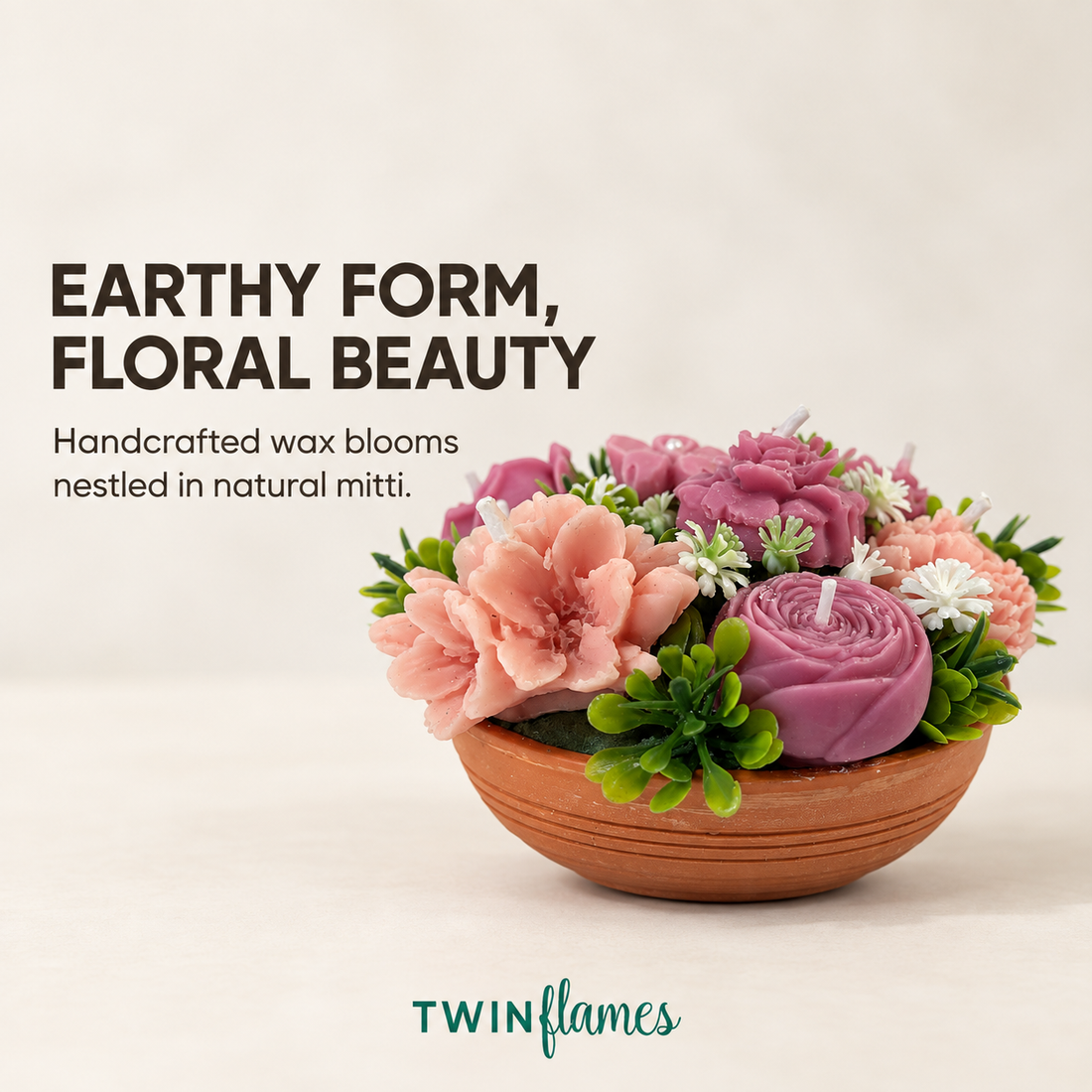 Earthen Floral Bouquet Candle