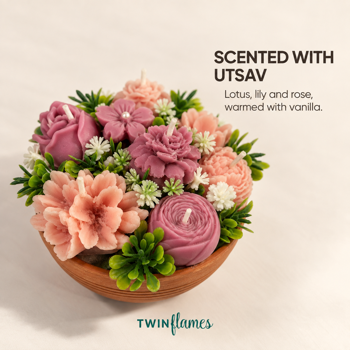 Earthen Floral Bouquet Candle