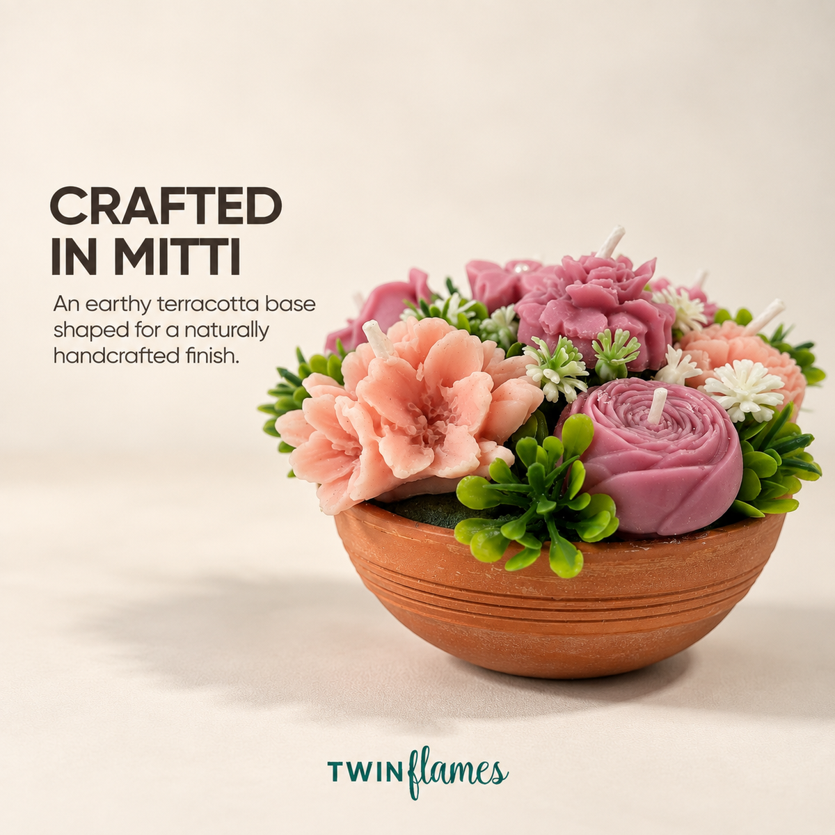 Earthen Floral Bouquet Candle