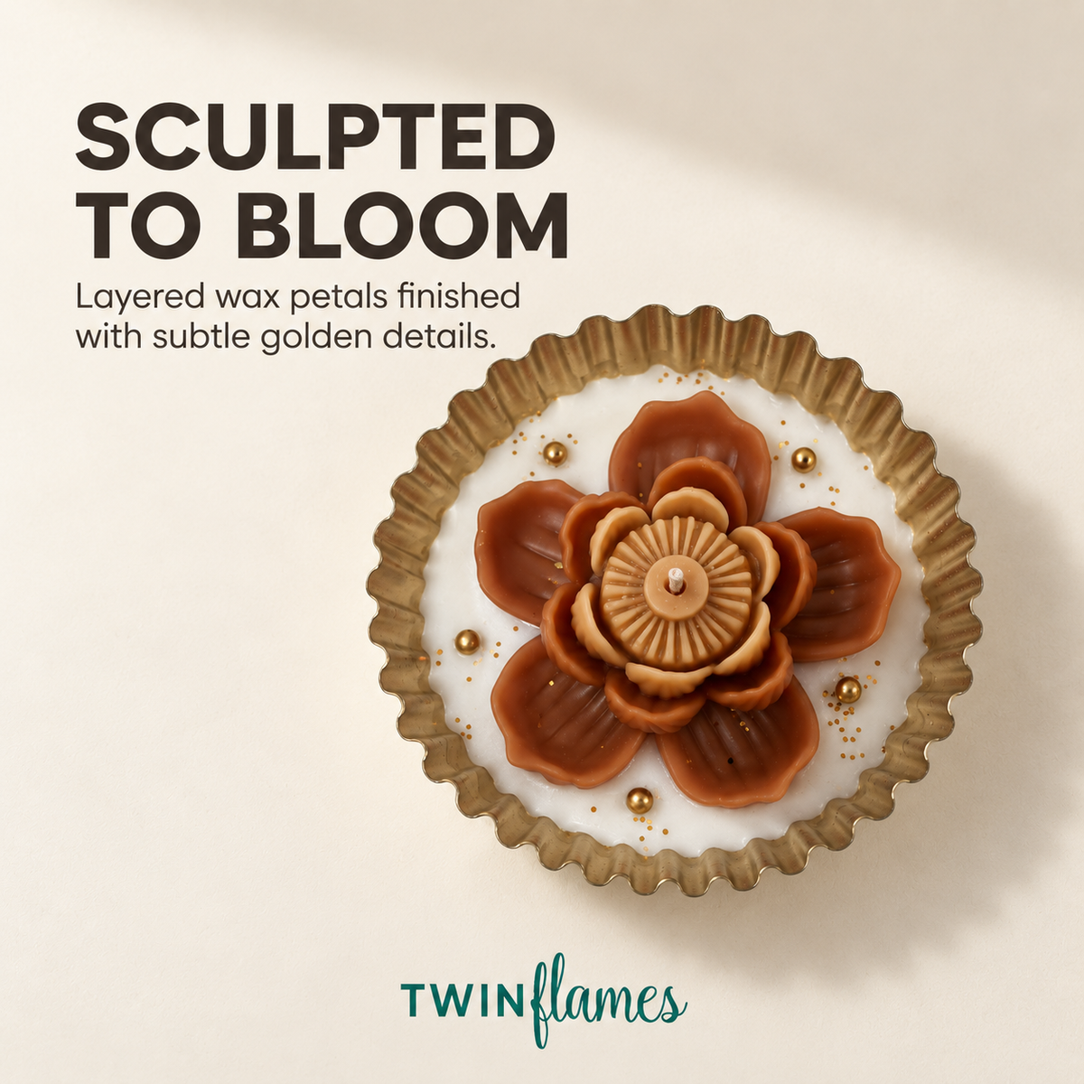 Golden Floral Urli Candle