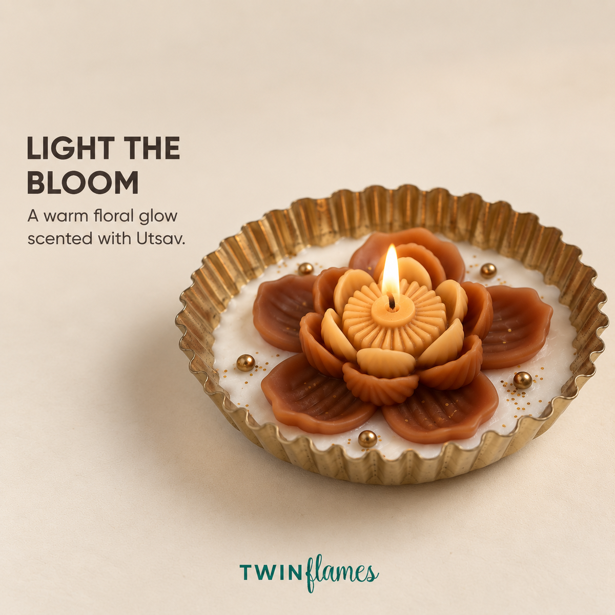 Golden Floral Urli Candle