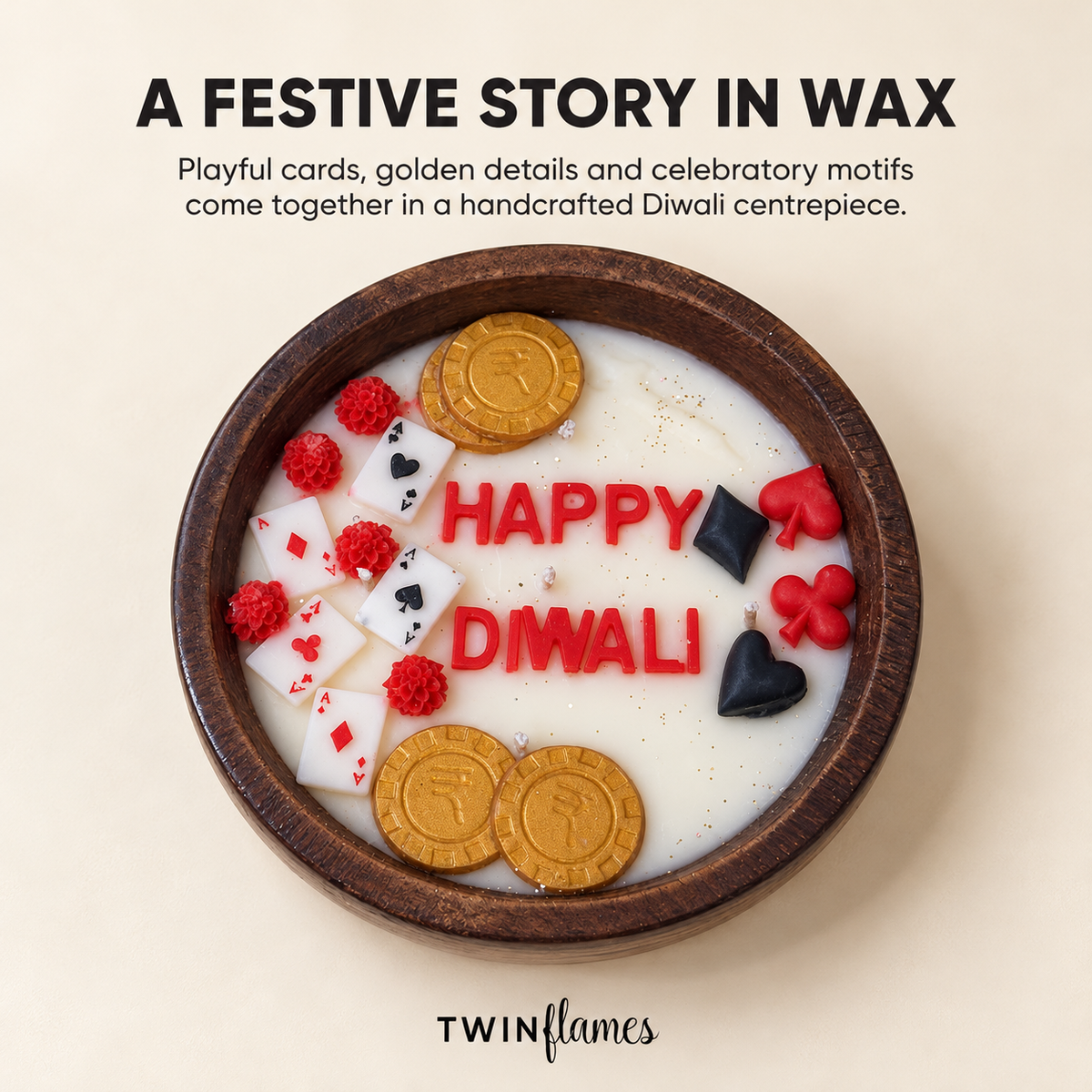 Jashn-e-Diwali – Wooden Bowl Urli Candle