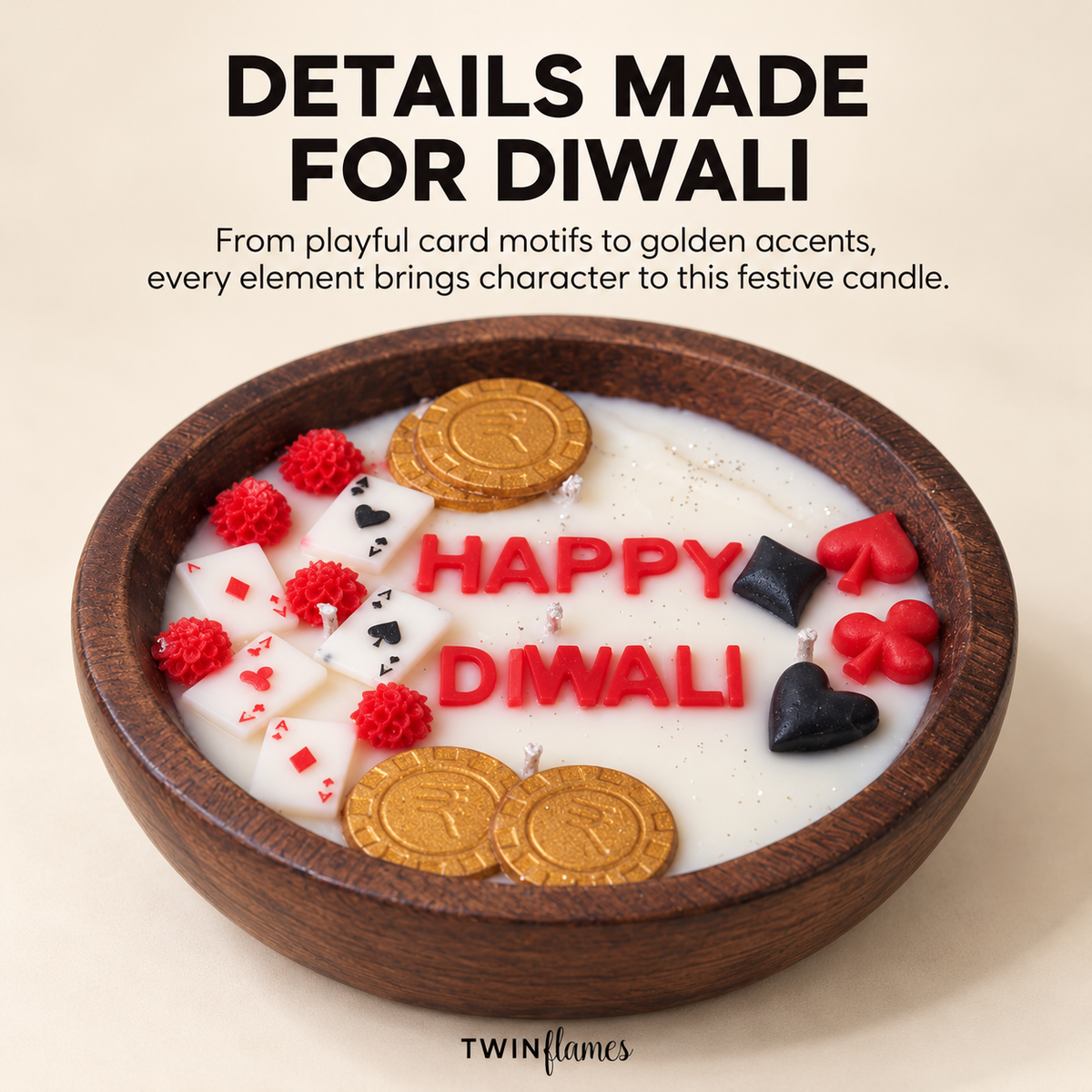 Jashn-e-Diwali – Wooden Bowl Urli Candle