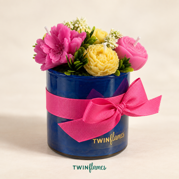 Midnight Blue Floral Bouquet Jar Candle