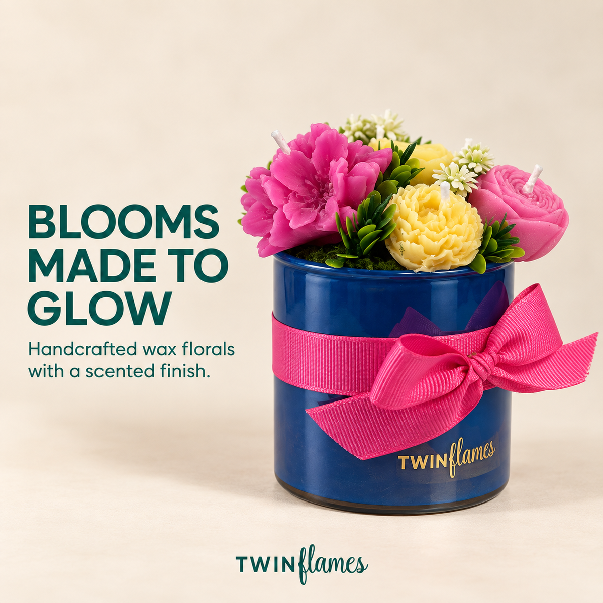 Midnight Blue Floral Bouquet Jar Candle