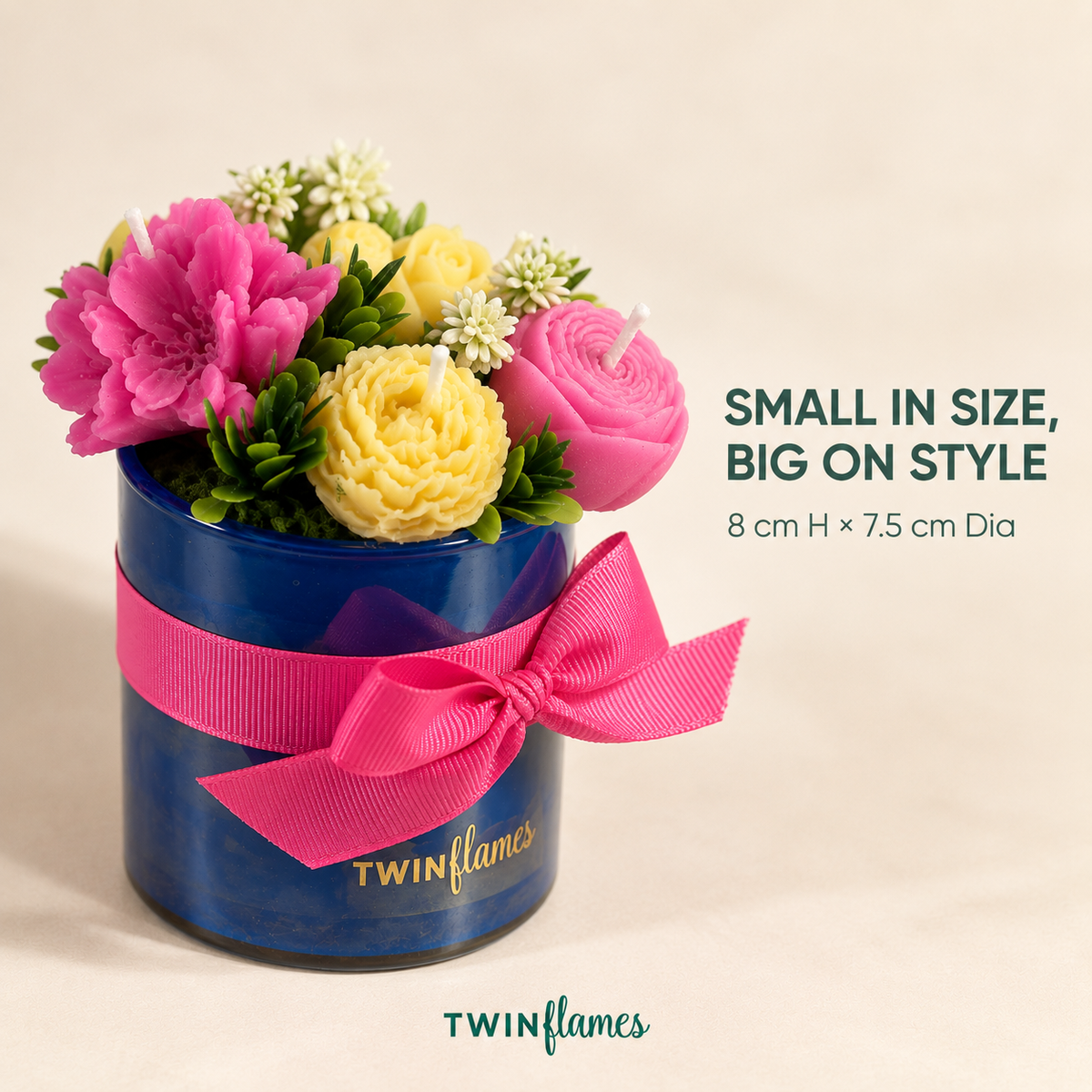 Midnight Blue Floral Bouquet Jar Candle