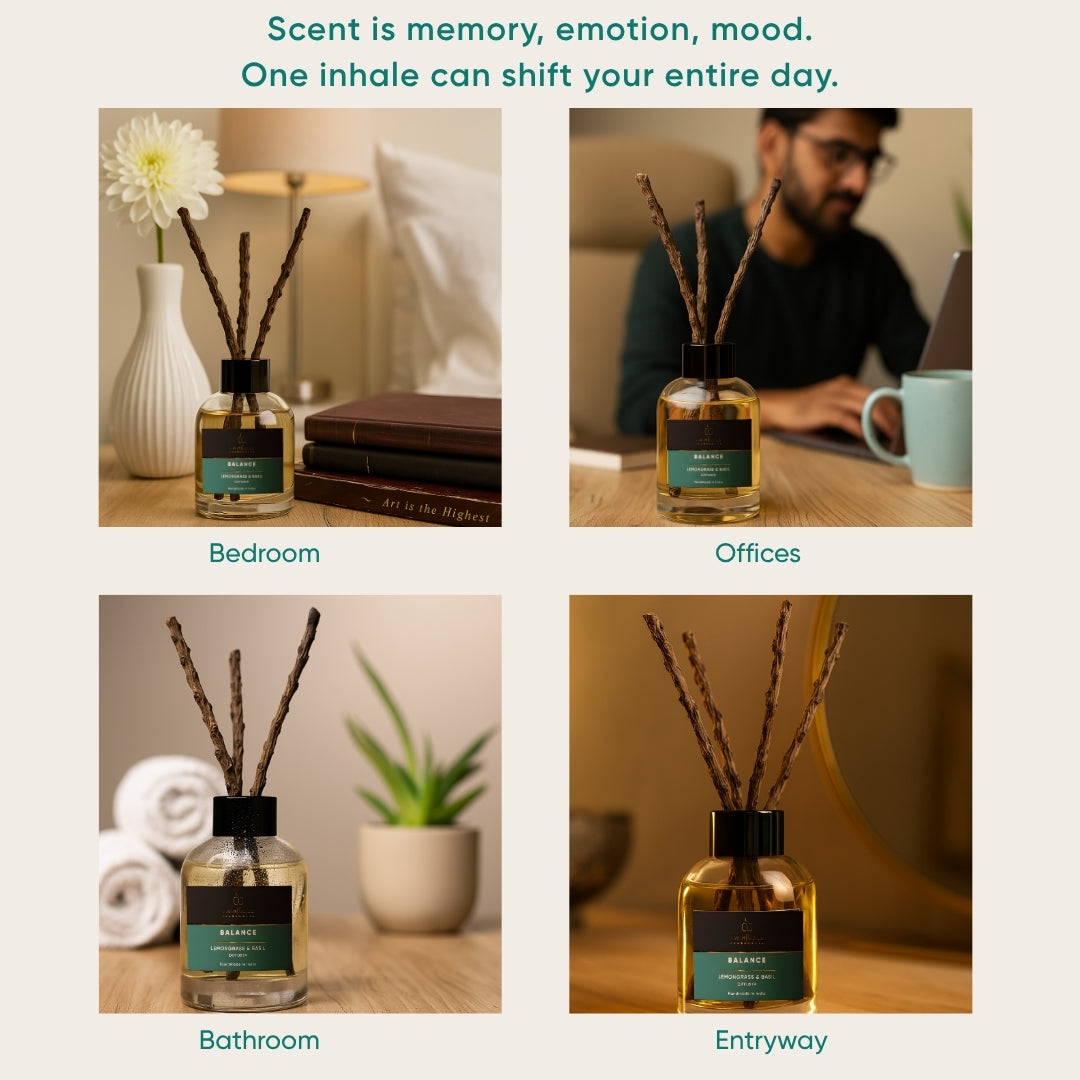 Lemongrass & Basil Aroma Reed Diffuser – 100ml