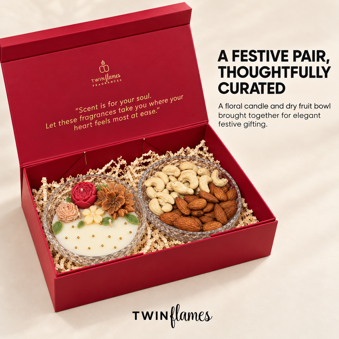 Noor – Floral Candle & Dry Fruit Gift Box