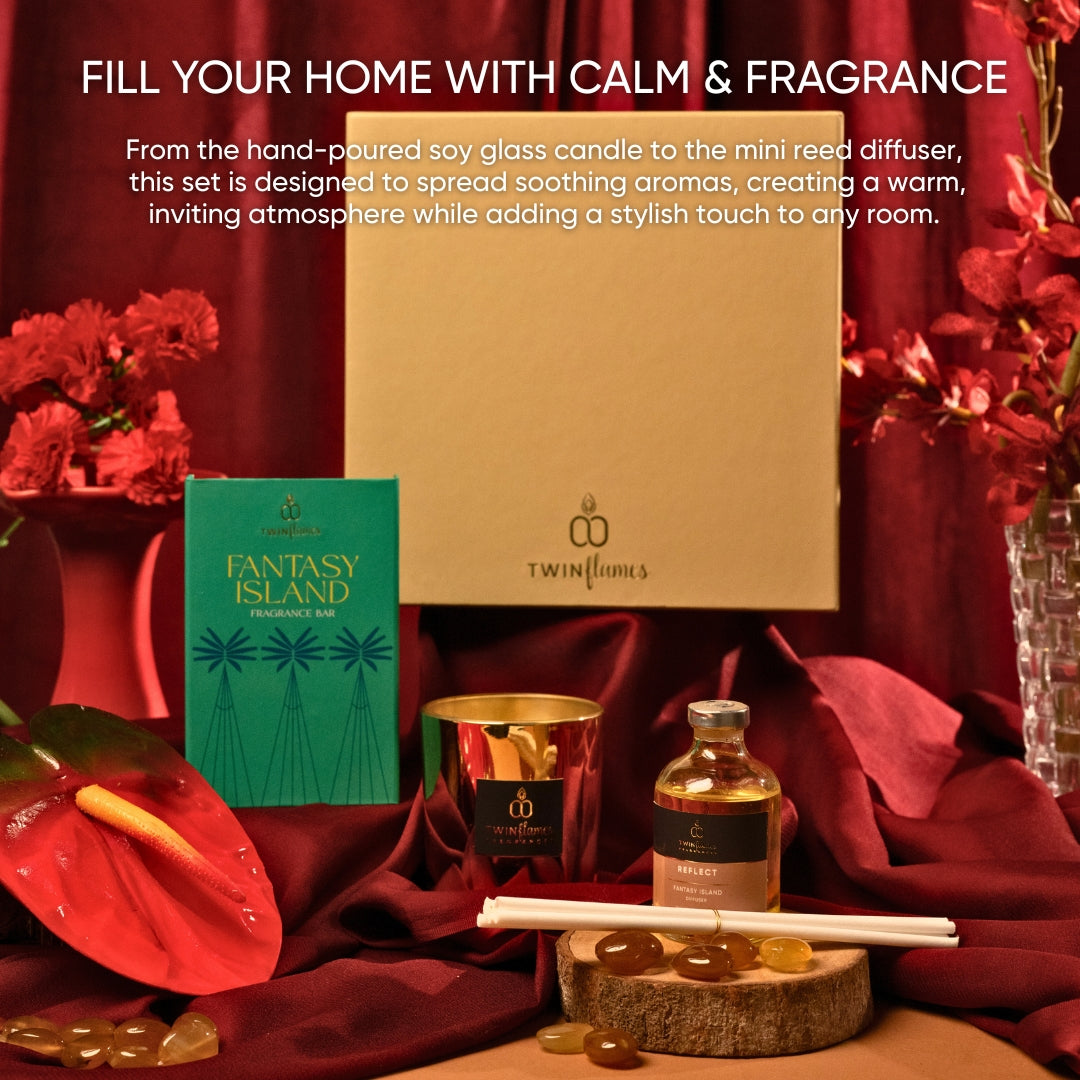 Rangrez Gift Box – Candle, Fragrance Bar & Mini Reed Diffuser
