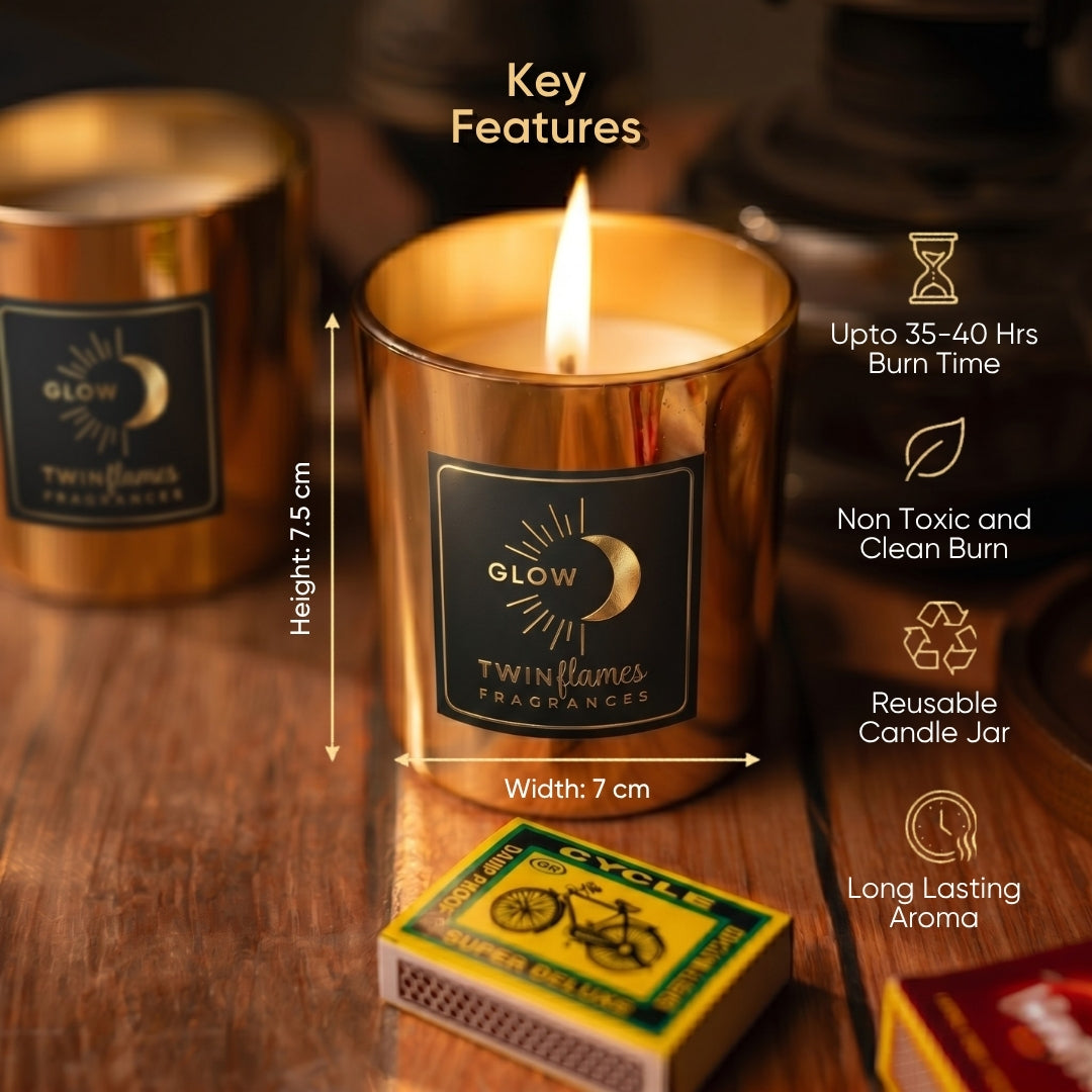 Roshni Gift Box (Flow Edition) - Fragrance Bar & Metallic Gold Soy Wax Jar Candle
