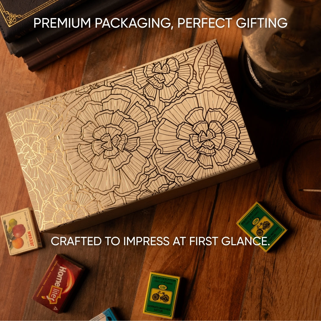 Vibhuti- Eternal Calm Set - Camphor Mix Jar, Lotus Urli Candle and Tealight Diffuser