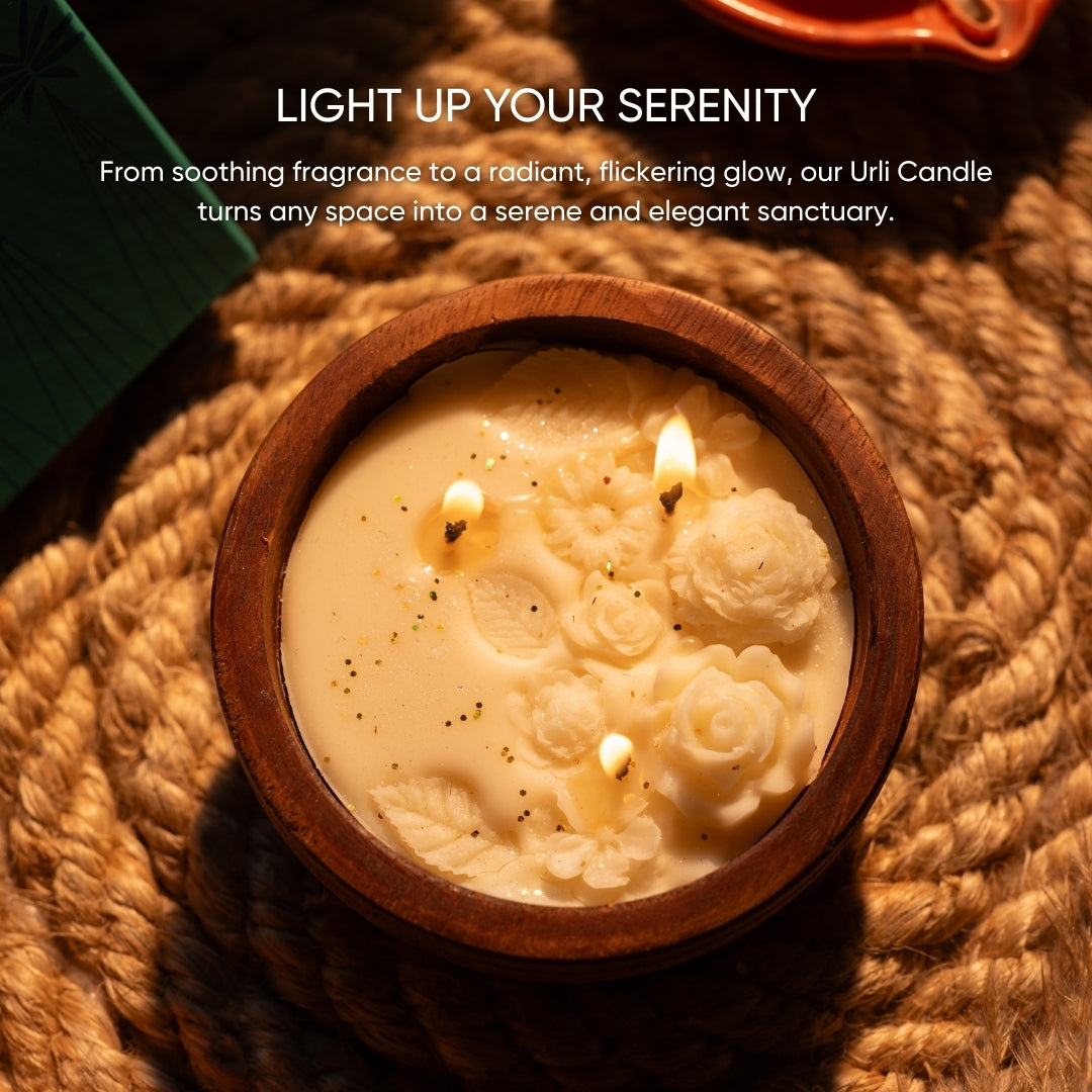 Meher Gift Box – Wooden Urli Candle & Fragrance Bar