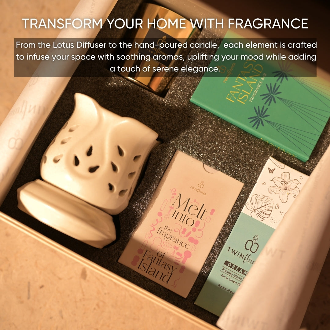 Jashn Aroma Gift Box – Diffuser, Wax Melt, Freshener, Bar & Candle
