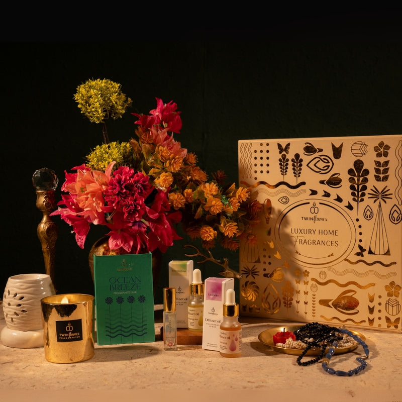 Virali Aroma Luxe Gift Box– Fragrance Bar,  Ceramic Diffuser, Diffuser Oils, Candle & Mini Aroma Mist