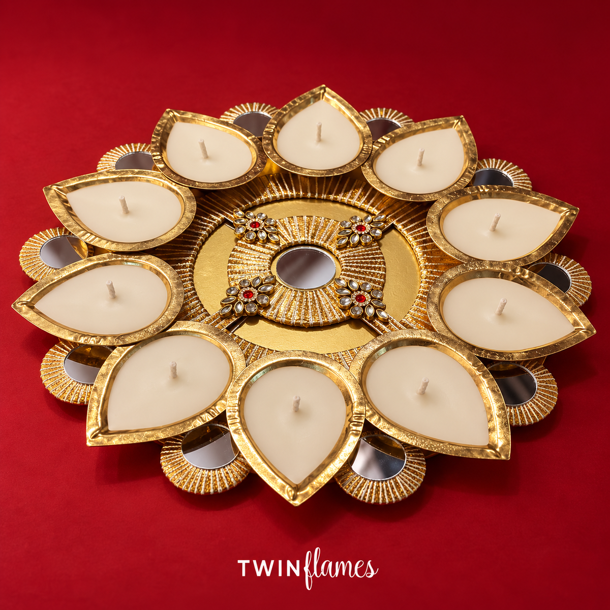 10-Pc Decorative Diya Candle Set